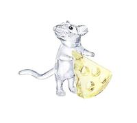 Swarovski - Topolino con Formaggio in Cristallo, 3,2 x 3,8 x 2,3 cm, Colore: Giallo Trasparente