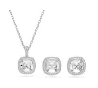 Swarovski Una Angelic Set, Taglio Cuscino, Bianco, Placcato Rodio