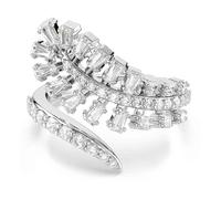 Swarovski Vienna Anello Aperto, Tagli Misti, Piuma, Bianco, Placcato Rodio