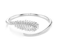Swarovski Vienna Bracciale Rigido, Tagli Misti, Piuma, Bianco, Placcato Rodio
