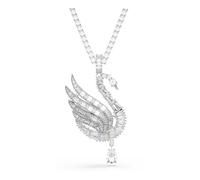 Swarovski Vienna Ciondolo E Spilla, Tagli Misti, Cigno, Bianco, Placcato Rodio