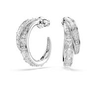 Swarovski Vienna Orecchini A Cerchio, Tagli Misti, Bianco, Placcato Rodio