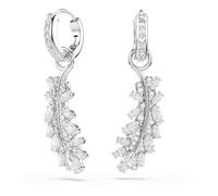 Swarovski Vienna Orecchini, Tagli Misti, Piuma, Bianco, Placcato Rodio