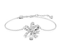 Swarovski Volta Bracciale, con Cristalli Swarovski e Motivo a Fiocco, Placcato in Tonalità Rodio, Bianco