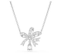 Swarovski Volta Collana Pendente, Piccolo, con Motivo a Fiocco, Cristalli e Zirconia Swarovski, Placcata in Tonalità Rodio, Bianco