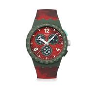Swatch Chrono 42 - Orologio unisex al quarzo polimerico resistente all'acqua, colore: Rosso