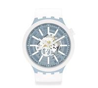Swatch SB03N103 Orologio unisex Bioceramic Whice quadrante blu e bianco, bianco, moderno, bianco, Moderno