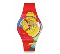 Swatch Simpsons Orologio Rosso Unisex Casual Bio-sourcing Quarzo Sweet Embrace, Rosso, I Simpson