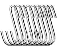 Swatowot Confezione da 16 ganci a S resistenti da 7,6 cm a forma di S, grandi appendini per cucina, bagno, camera da letto e ufficio (confezione da 16, medi, argento)