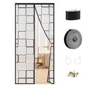 SWAWIS 100X200cm Tenda Termica Magnetica per Porte, in Materiale EVA, con Velcro, Resistente al Freddo e Isolante Termico, Impermeabile e Antivento, per Balconi Camere Cucine(Motivo a Scacchi)