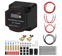 SWAWIS 12V 140A Isolatore a Doppia Batteria Set, con 2m Cavo， IP67, Modello Automatico e Manuale Isolatore a Doppia Batteria con LED Display per Caravan Camion SUV RV ATV