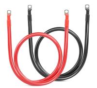 SWAWIS 2 Pezzi Cavi Batteria Auto M8 100cm 35mm² 12V/24V Nero+Rosso | Cavo Batteria Cavi Batteria con Terminali ad Anello per Solare Moto Auto Cavo di Terra della Batteria