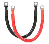 SWAWIS 2 Pezzi Cavi Batteria Auto M8 30cm 35mm² 12V/24V Nero+Rosso | Cavo Batteria Cavi Batteria con Terminali ad Anello per Solare Moto Auto Cavo di Terra della Batteria
