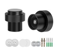 SWAWIS 2 Pezzi Fermaporta a Pavimento Ø32mm Altezza 45mm Nero | Fermaporta Adesivo in Acciaio Inox, con Viti e Striscia di Colla, per Ufficio e Casa, 3 Metodi di Installazione