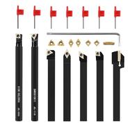SWAWIS 21 Pezzi 10mm Utensili per Tornio Kit, Turning Tool Set con Inserti Orientabili in Carburo per Troncatura Finitura della Superficie del Pezzo