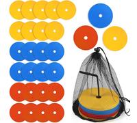 SWAWIS 25 Pezzi Cinesini per Allenamento Calcio Cinesini Piatti Allenamento 15cm Marcatura Antiscivolo, Accessori per Allenamento per Calcio, Basket, Pallamano e Altro