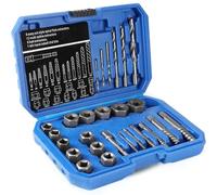 SWAWIS 26 Pezzi Estrattore Viti Danneggiate a Filetto Inverso Kit Professionale per Rimuovere Bulloni e Viti Rotte Estrattore Viti Spanate Include Borsa da Trasporto Estrattore Viti