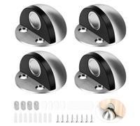 SWAWIS 4 Pezzi Fermaporta a Pavimento Magnetico, Fermaporta Adesivo in Acciaio Inox, con Adesivo e Viti, Per Proteggere Pareti e Porte da Eventuali Danni