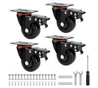 SWAWIS 4Pcs Rotelle Pesanti con Freno 75mm per Mobili Portata 480kg