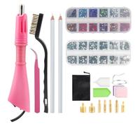 SWAWIS Applicatore hotfix, 4000 pezzi 2 scatole Colore della miscela Fondo piatto Gemme Strumento applicatore di strass in cristallo tondo Applicatore di strass hotfix Set di 7 punte per applicatori
