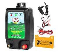 SWAWIS Elettrificatore per Recinto Elettrico con Display LED 1,5-2J Recinto Elettrico per Animali 10 KM per Galline Pecore Maiali,Azienda Agricola Pascolo Giardino,Nero