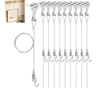 SWAWIS Ganci per Quadri 10 Pezzi Lunghezza del Cavo 2m Gancio Regolabile | Acciaio Inox per Cornici Ideali per Soggiorno, Corridoio, Mostre d'Arte e Progetti Fai-da-Te Creativi