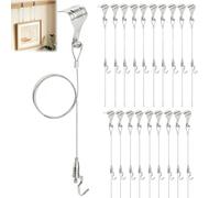 SWAWIS Ganci per Quadri 20 Pezzi Lunghezza del Cavo 2m Gancio Regolabile | Acciaio Inox per Cornici Ideali per Soggiorno, Corridoio, Mostre d'Arte e Progetti Fai-da-Te Creativi