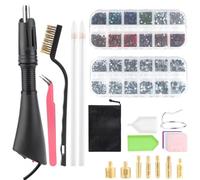 SWAWIS Hotfix Strass Applicatore, 2 Scatole Mix Colore Strass Piatto Indietro Rotondo Cristallo Set con 7 Punte Applicatore, Nero