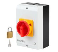 SWAWIS Interruttore Generale 40A Interruttore di Manovra-Sezionatore 3 Poli IP65 Interruttore di Riparazione con Custodia per Collegamento di Interruttori e Separazione di Piccoli Circuiti