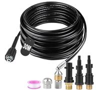 SWAWIS Sonda Sturatubi 30M 180bar Sonda Sturatubi per Idropulitrice Tubo Idropulitrice con Ugelli Rigidi + Rotanti, incl. 3 Adattatori per Bosch Kärcher K2 - K7 Lavor Parkside Idropulitrice
