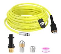 SWAWIS Sonda Sturatubi per Idropulitrice 10M 180bar Sonda Sturatubi Tubo Idropulitrice Accessori Idropulitrice con Ugelli Rigidi + Rotanti, Adattatore per Kärcher K2 K3 K4 K5 K6 K7 Idropulitrici