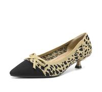 SWDZM Donna Temperamento Francese Maglia Fiocco Fine Scarpe con Tacco Alto,Pantera Nero,EU 35