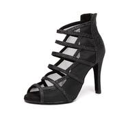 SWDZM Donne Punta Aperta Stivali Danza Latina Hollow out Traspirante Moderna Jazz Stivali Danza,Tacco-8.5cm,Nero,EU 39