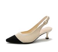 SWDZM Lavorare a Maglia Principessa Giapponese Donne Punta Punta Medio Scarpe con Tacco,Albicocca profumata,EU 37.5