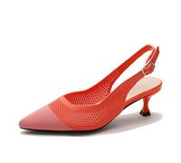 SWDZM Lavorare a Maglia Principessa Giapponese Donne Punta Punta Medio Scarpe con Tacco,Arancione,EU 38.5