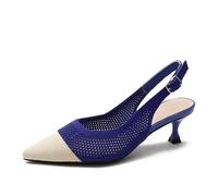 SWDZM Lavorare a Maglia Principessa Giapponese Donne Punta Punta Medio Scarpe con Tacco,Blu Zaffiro,EU 35