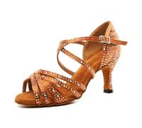 SWDZM Scarpe da Ballo Latino Americano con Strass Salsa e Bachata Donna,Marrone,EU 40