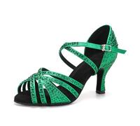 SWDZM Scarpe da Ballo Latino Americano con Strass Salsa e Bachata Donna,Verde,EU 39
