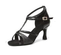 SWDZM Scarpe da Ballo Latino Americano Donna Standard Sala e Bachata Donna Pratica Professionali,Nero,Tacco-7.5CM,EU 37