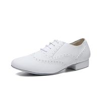 SWDZM Scarpe da Ballo Latino Americano Uomo per Salsa Tango Jazz Partito di Danza Scarpe Tacco Basso,L499,Bianco,Ante,40 EU
