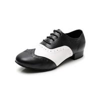SWDZM Scarpe da Ballo Latino Americano Uomo per Salsa Tango Jazz Partito di Danza Scarpe Tacco Basso,8005,Nero+Bianco,43 EU