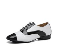 SWDZM Scarpe da Ballo Latino Americano Uomo per Salsa Tango Jazz Partito di Danza Scarpe Tacco Basso,L495,Nero+Blanco,Ante,38 EU