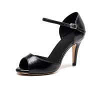 SWDZM Scarpe da Ballo Latino Donna Salsa Scarpe da Ballo da Sala Tango Samba Valzer Kizomba Bachata,T001,Nero,Tacco-10cm,37 EU