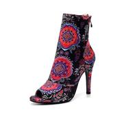 SWDZM Scarpe da Ballo Stivaletto Latino Americano Donna Punta Aperta con Tacco Alto Stivaletti da Sala Festa,Colorful,Tacco 8.5cm,Gomma,36 EU