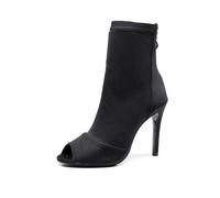SWDZM Scarpe da Ballo Stivaletto Latino Americano Donna Punta Aperta con Tacco Alto Stivaletti da Sala Festa,Nero,Tacco 8.5cm,Gomma,43 EU
