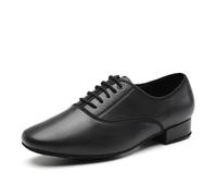 SWDZM Scarpe da Ballo Uomo Liscio Pianta Larga Suola Scamosciato per Salsa Tango Jazz Pratica Scarpe Ballo,Nero,Tacco 2.5cm,Suola in camoscio,44EU