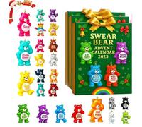 Swear Bear Advent Calendar 2025, 24 Day Christmas Countdown with 2D Acrylic Ornaments, divertente calendario per il conto alla rovescia di Natale con 24 orsetti impertinenti (3pcs)