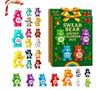 Swear Bear Advent Calendar 2025, 24 Day Christmas Countdown with 2D Acrylic Ornaments, divertente calendario per il conto alla rovescia di Natale con 24 orsetti impertinenti (2pcs)