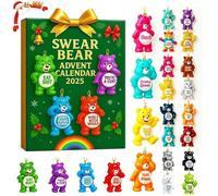 Swear Bear Advent Calendar 2025, 24 Day Christmas Countdown with 2D Acrylic Ornaments, divertente calendario per il conto alla rovescia di Natale con 24 orsetti impertinenti (1pc)