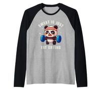Sweat Is Just Fat Crying Panda Gym Workout Maglia con Maniche Raglan